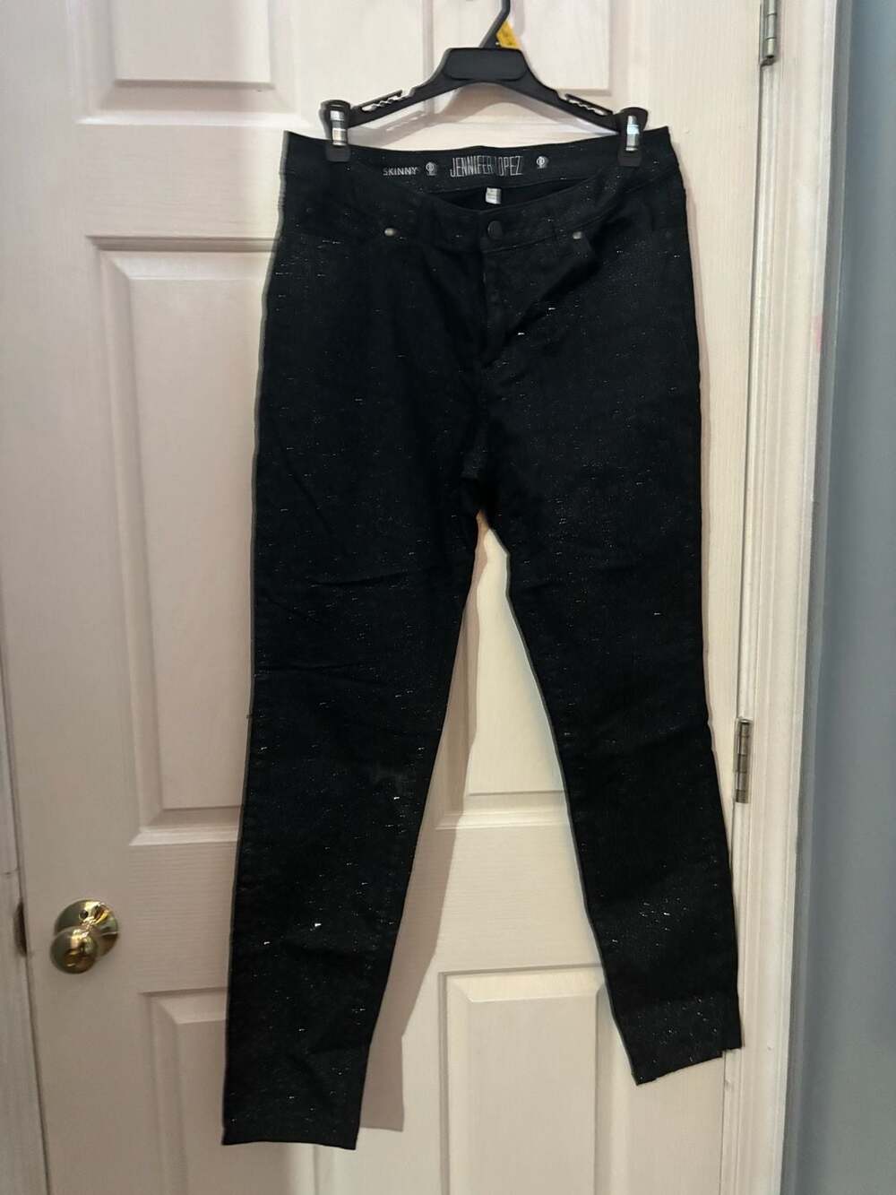 Jennifer Lopez Skinny Black Glitter Sparkle Jeans Size 10